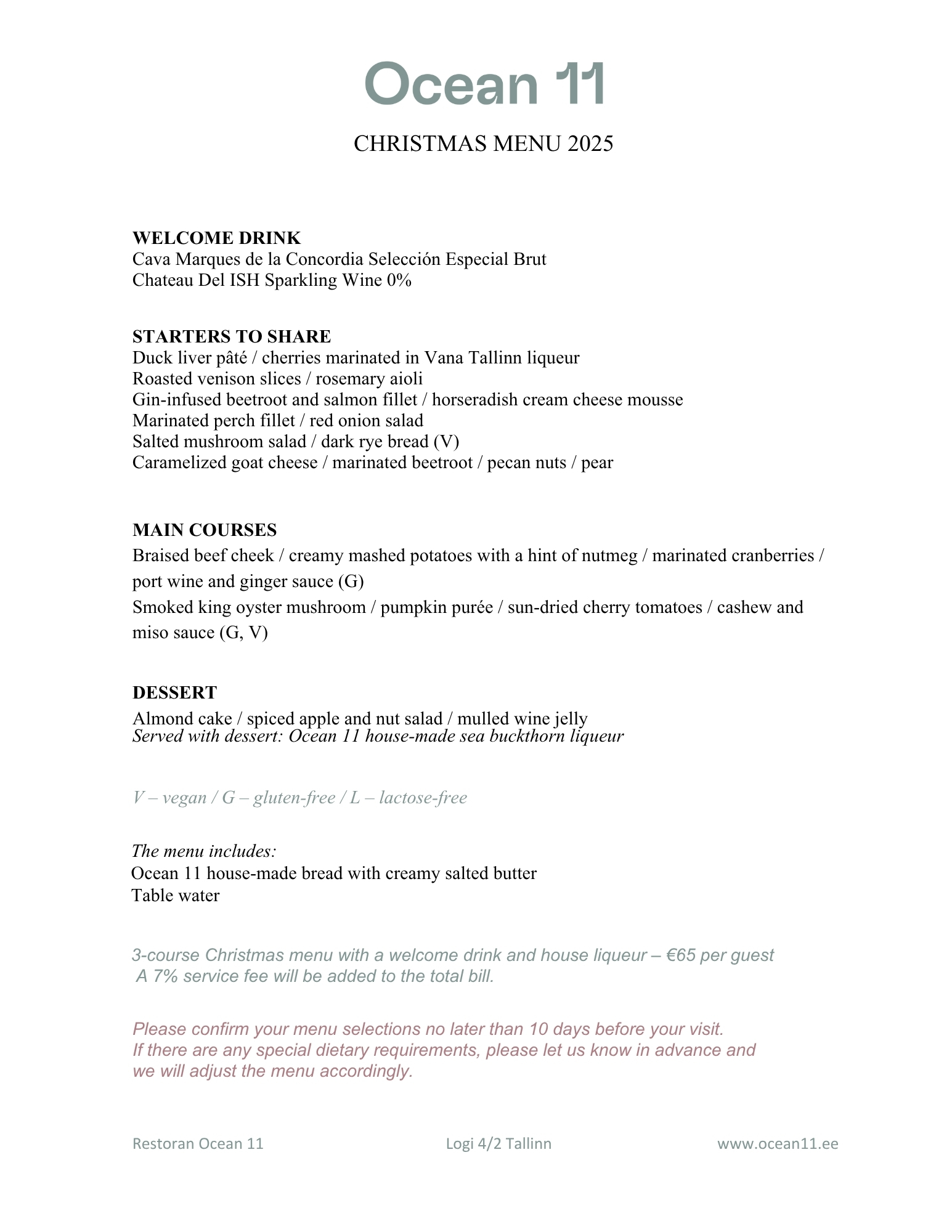 CHRISTMAS MENU